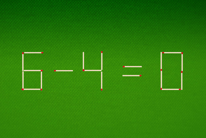 Задача - переложить 2 спички 6-4=0