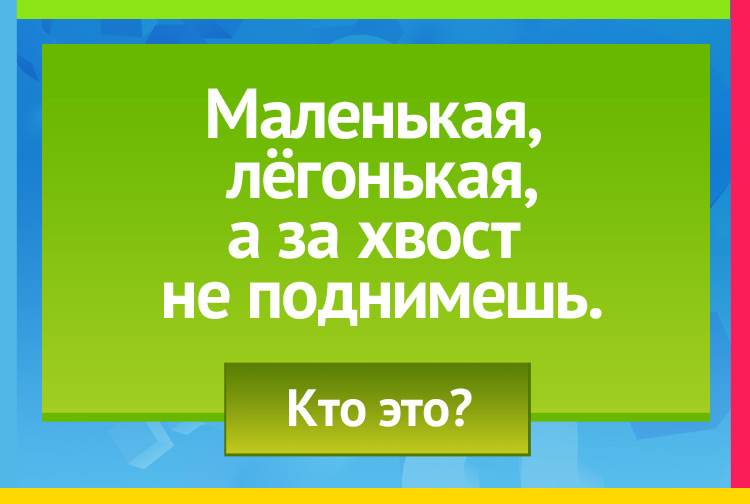 Маленькая, лёгонькая, А за хвост не поднимешь.